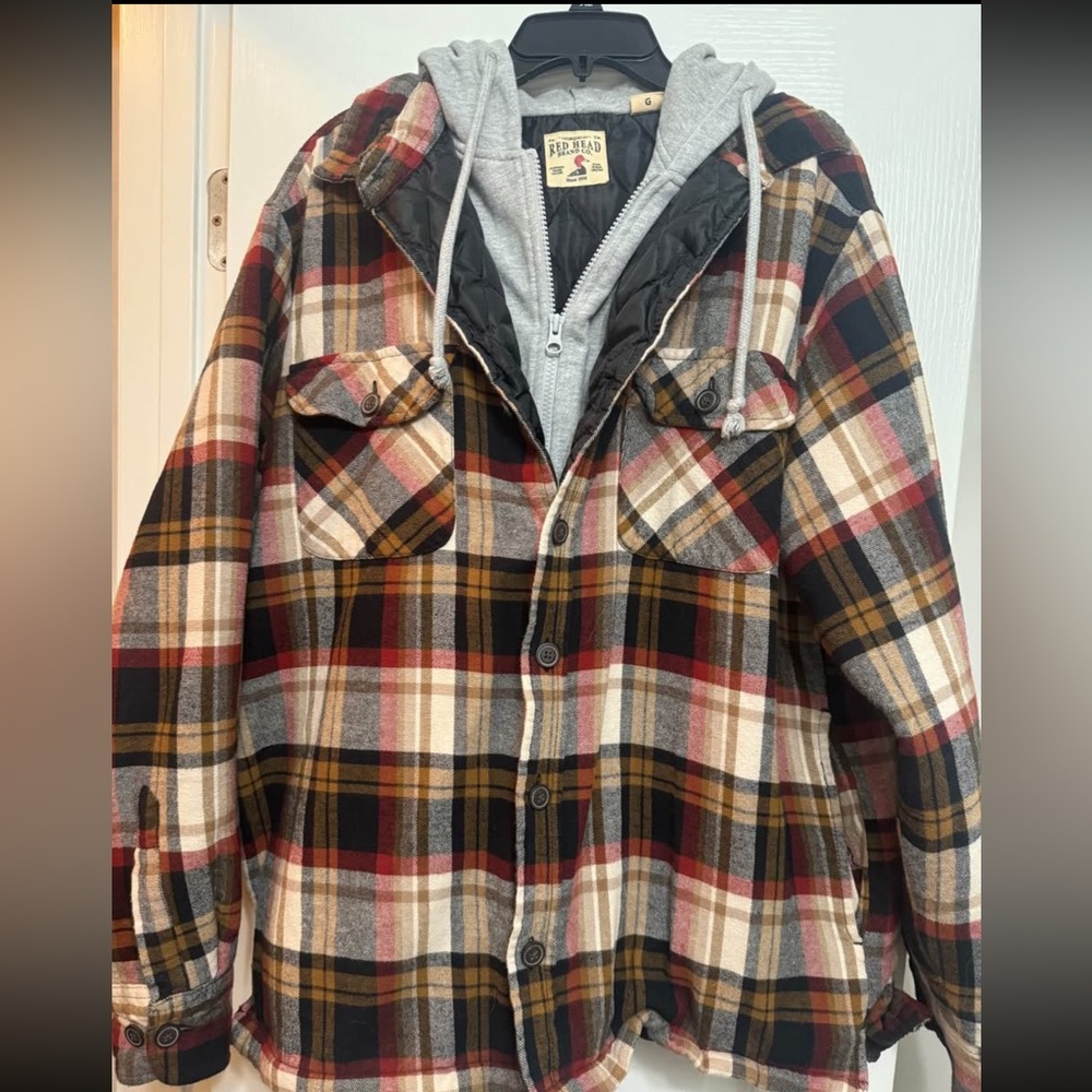 RedHead Multicolor Plaid Shirt Jacket with Hood